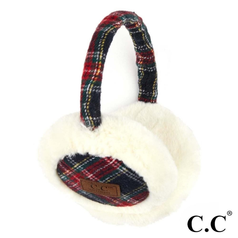 C.C Plaid Faux Fur Earmuffs